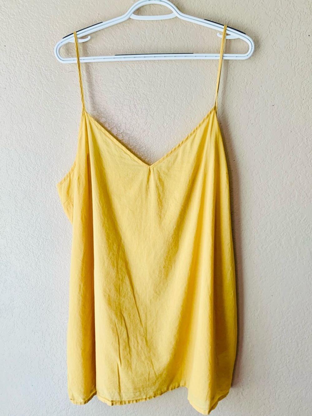 WRAP LONDON Butter Yellow Cotton Spaghetti Strap Boho Mini Slip Dress Size 16 - Picture 4 of 7